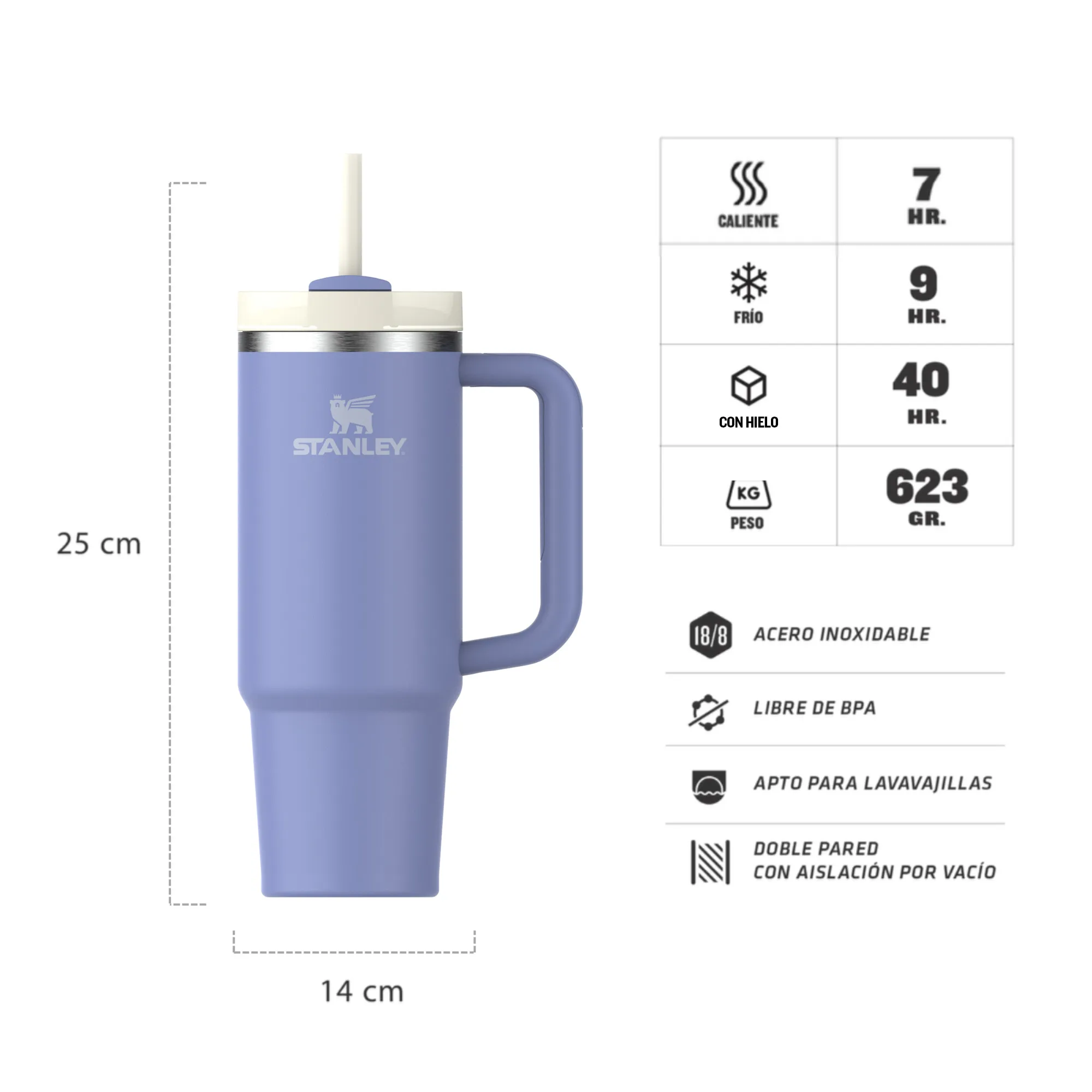 Vaso STANLEY QUENCHER- 887ml- Lila Pastel - Imagen 2