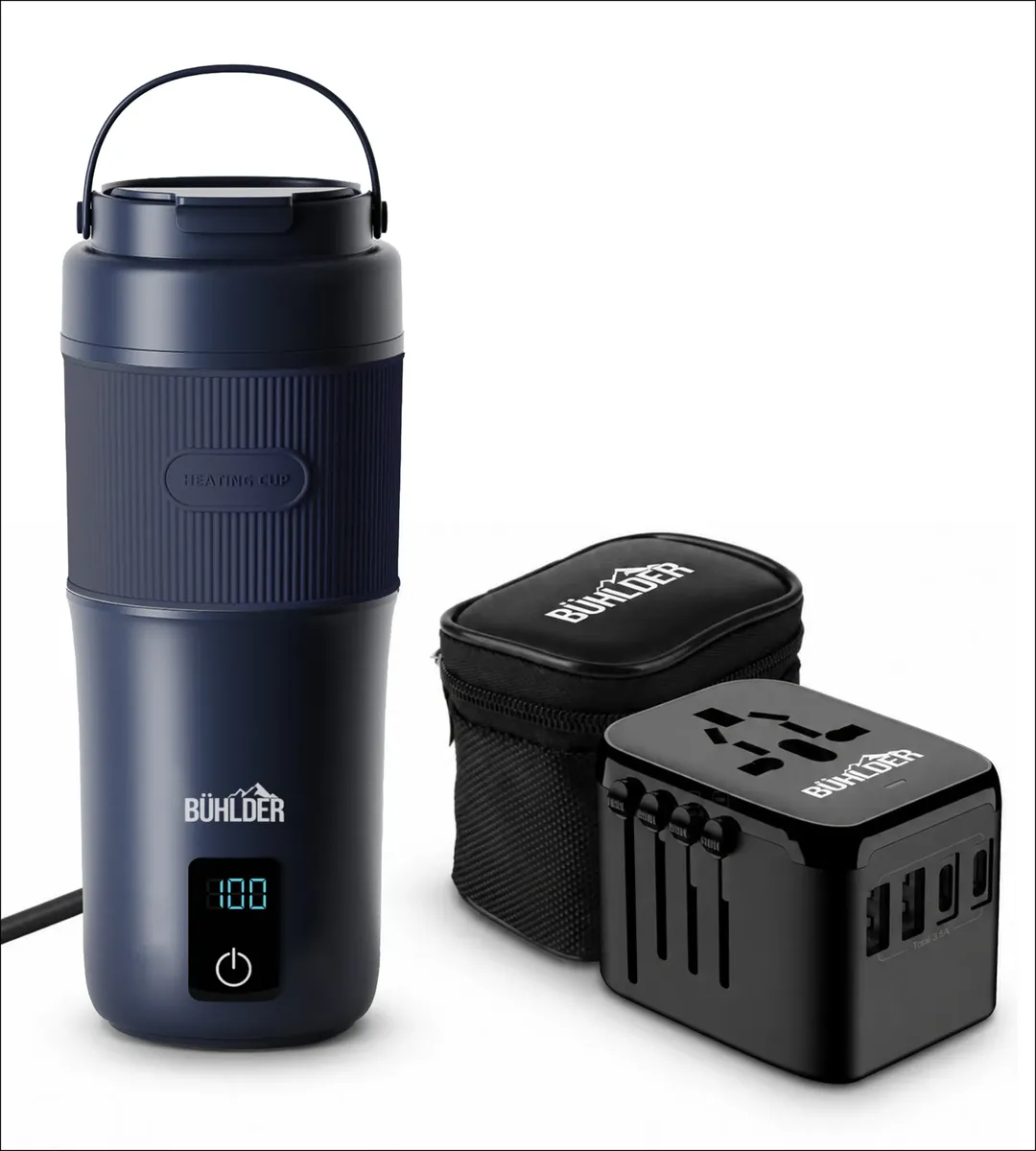 Kit De Viaje Hervidor Portátil Dual + Adaptador Universal