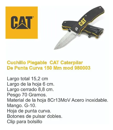 CUCHILLO CATERPILLAR PLEGABLE HOJA 150MM - Imagen 2