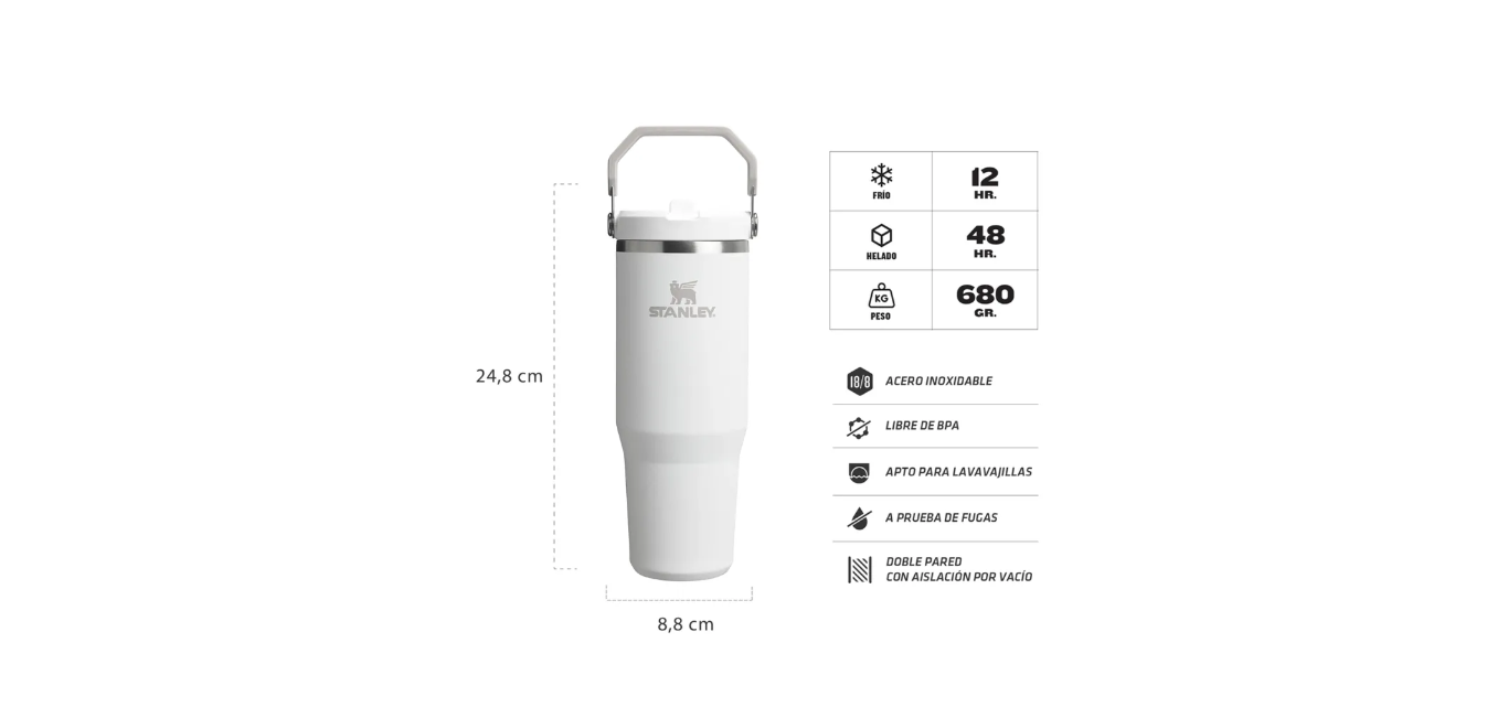 Vaso STANLEY Flip Straw 2.0-Blanco - Imagen 3
