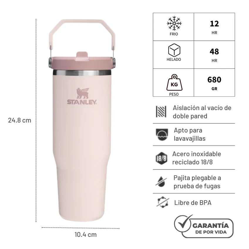 Vaso STANLEY Flip Straw Tumble – 887ml Rosa - Imagen 2