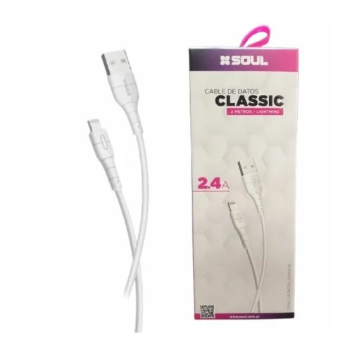 Cable SOUL USB Clásico a Lightning 2mts – Blanco