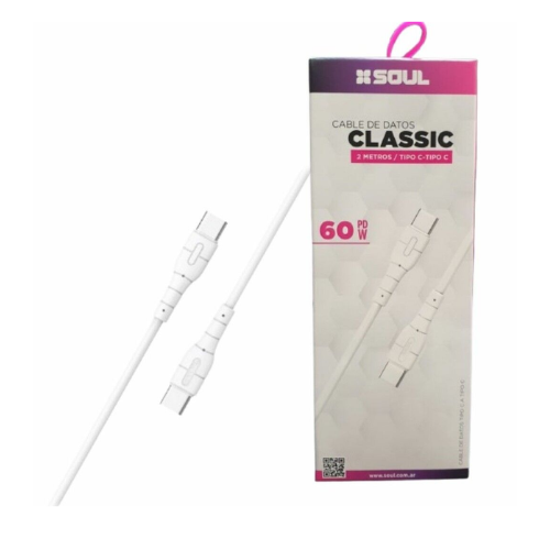 Cable SOUL USB Classic USB-C a USB-C PD 2mts