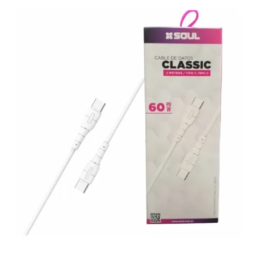 Cable SOUL USB Classic USB-C a USB-C PD 2mts