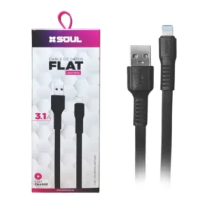 Cable SOUL USB Plano 3 1A 1.2mts Lightning- Negro