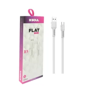 Cable SOUL USB Plano 3.1A 1.2mts Tipo C- Blanco
