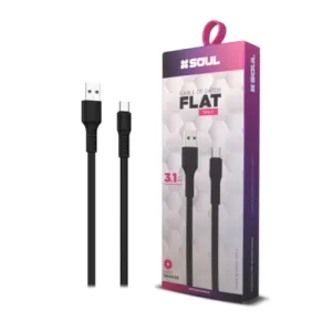 Cable SOUL USB Plano 3.1A 1.2mts Tipo C- Negro