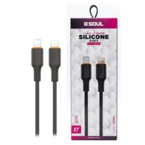 Cable SOUL USB Silicona Tipo C a Lightning 1,5mts- Negro