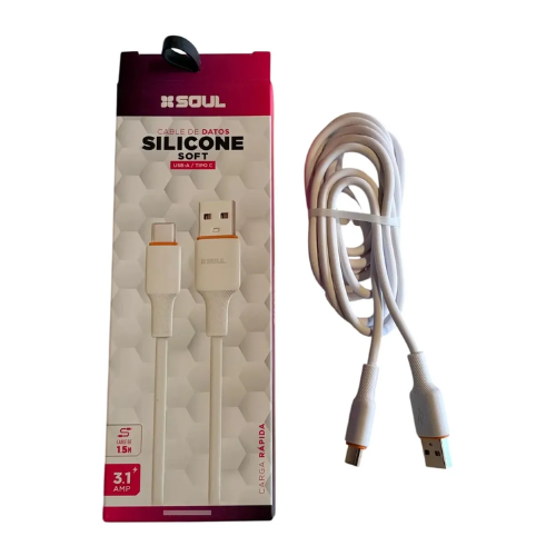 Cable SOUL USB Silicona tipo C 1.5mts- Blanco