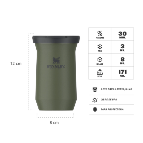 Mate STANLEY Terere Mug- 200ml Verde c/ tapa Negra - Imagen 2