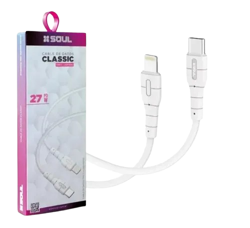 Cable SOUL Classic PD USB-C a Lightning 27 W- Blanco