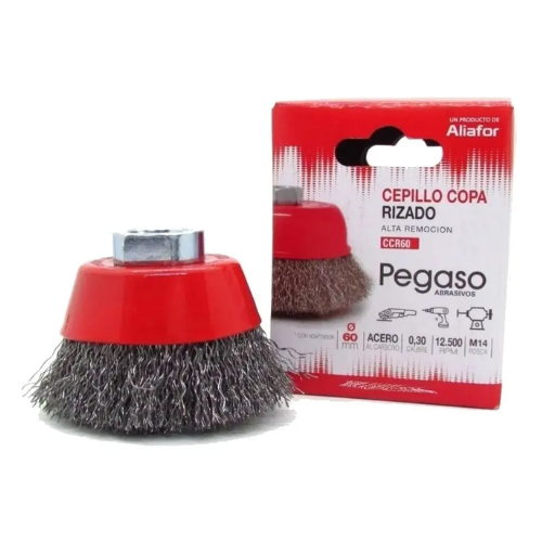 Cepillo PEGASO Copa de Acero Rizado-Encastre Rosca M14 60mm - Imagen 3