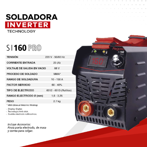 Soldadora PEGASO Inverter SI-160-PRO - Imagen 3