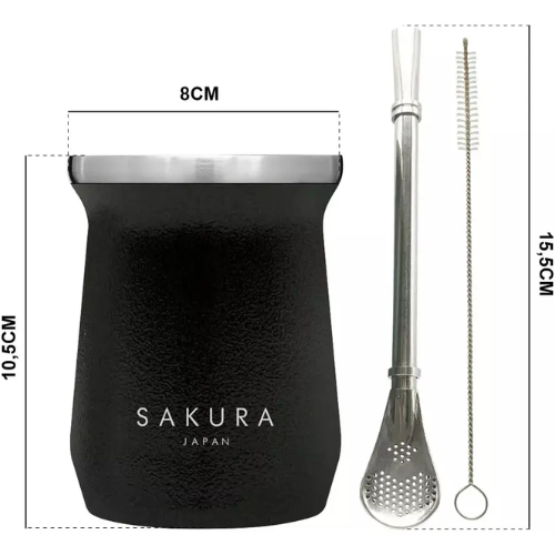 Mate SAKURA negro 236ml c/ bombilla - Imagen 3
