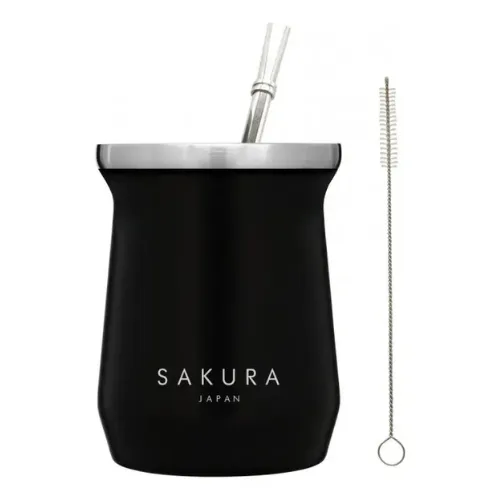 Mate SAKURA negro 236ml c/ bombilla, foto 2