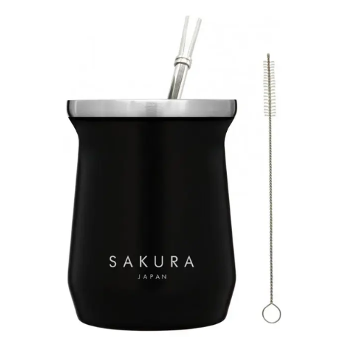 Mate SAKURA negro 236ml c/ bombilla - Imagen 2
