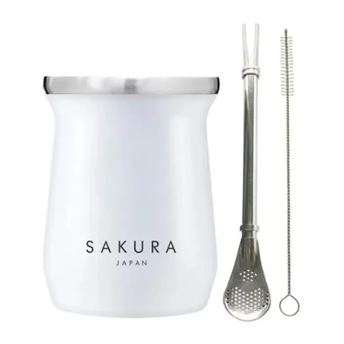 Mate SAKURA negro 236ml c/ bombilla - Imagen 3